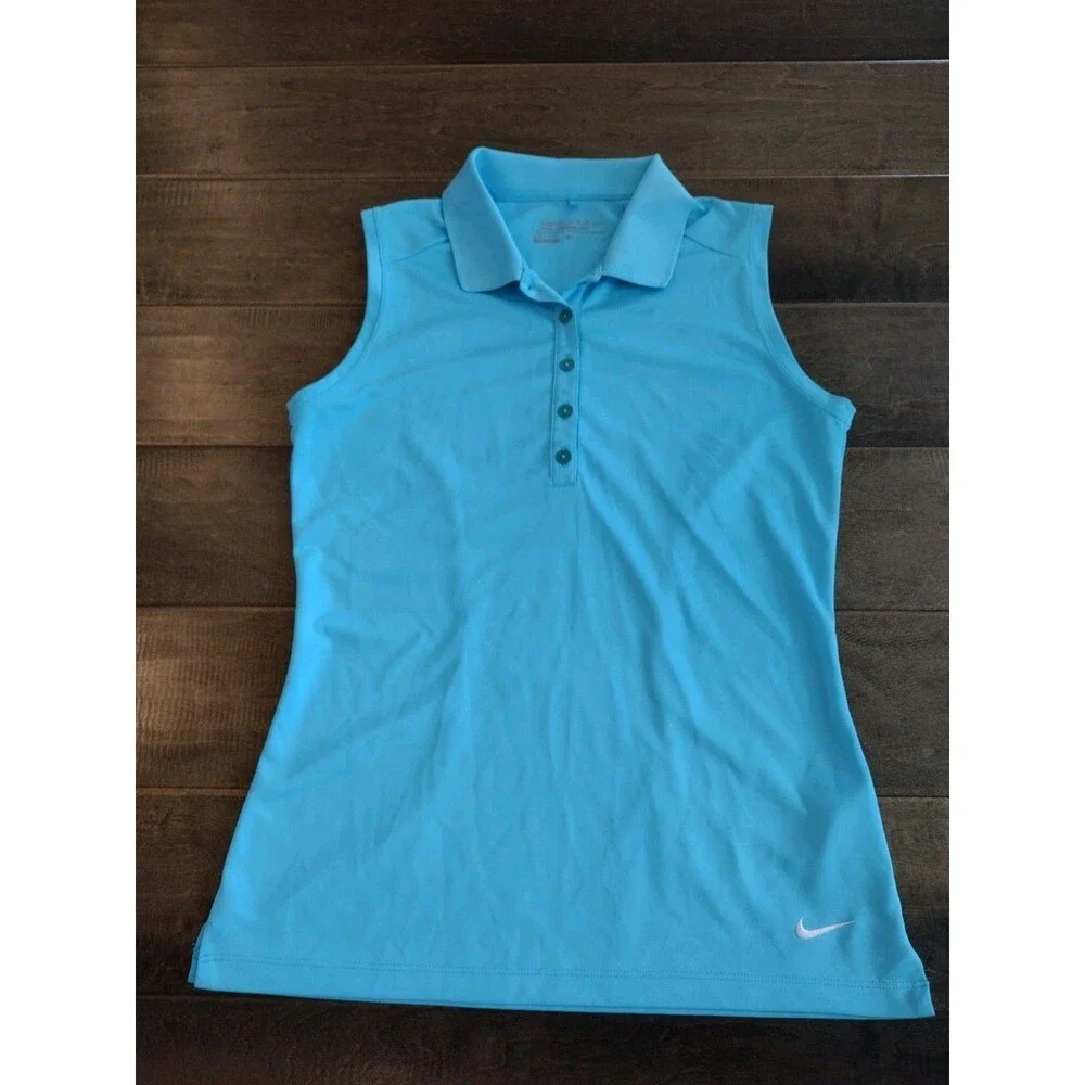 NIKE GOLF Women's Tour Performance sky blue Polo Collared sleeveless top S